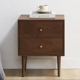 ONIJA  Sheesham Wooden Bedside End Table Decorative Side Tables with 2 Drawer Storage for Bedroom Living Room Hotel